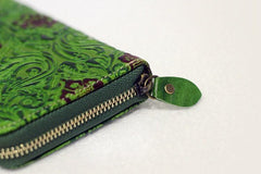 Handcrafted Genuine Leather Wallet | Embossed Purse | Women Leather Clutch | Women's Leather Wallets | Green Purse