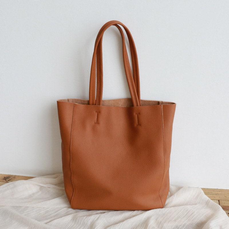 Handcrafted Leather Tote Bag, Full Grain Leather Large Tote Bag, Birthday gift for her, Caramel Colour