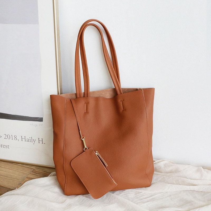 Handcrafted Leather Tote Bag, Full Grain Leather Large Tote Bag, Birthday gift for her, Caramel Colour