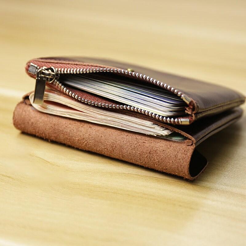 Handcrafted Minimalist Leather Wallet for Women, Fashion Card Holder, Grain Leather Slim Wallet, Women's Wallet, Classic Coin Purse Gift