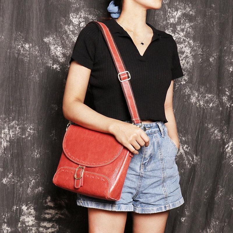 Handcrafted Red Shoulder Leather Bag, Crossbody Purse, Womens Leather Purse, Red leather bag, Woman leather messenger bag - Mother day gift