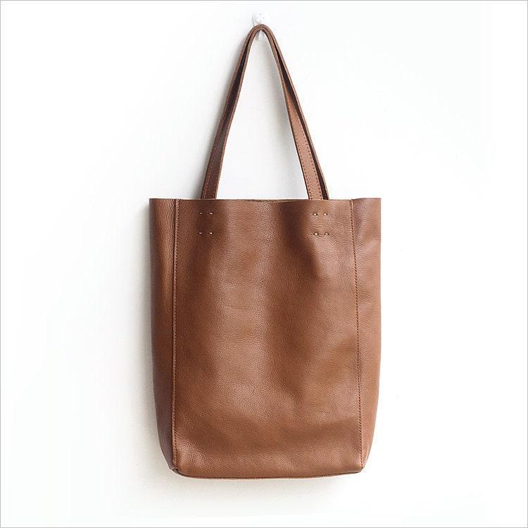Handmade Leather Tote Bag,  Full Grain Leather Leather Tote Bag, Large Women Bag, Minimalism Soft Bag, Gifts for Her