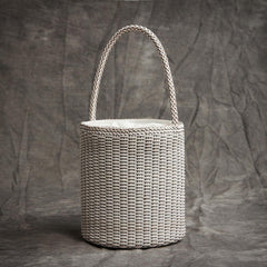 Handwoven Genuine Leather Bucket Bag, Woven Triple Jump Bamboo Ladies Handbag, Weekend Basket Bag, Summer Beach Bag, Coffee, Brown