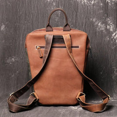 High Quality Leather Women's/Men's Backpack, Multi-color Spliced Bag, Retro Toe Design Laptop Bag, Handcrafted Personalized Shoulder Bag