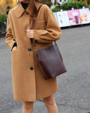 Women Leather Bucket Bag, Handcrafted Leather Shoulder Bag, Bucket Bag Women, 100% Cowhide Leather