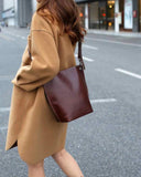 Women Leather Bucket Bag, Handcrafted Leather Shoulder Bag, Bucket Bag Women, 100% Cowhide Leather