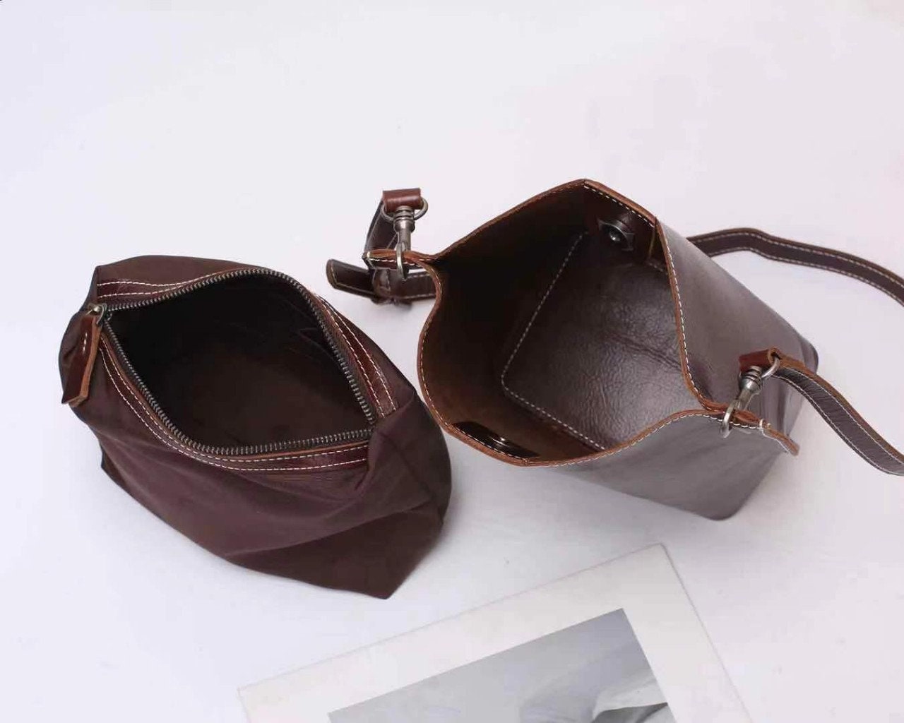 Women Leather Bucket Bag, Handcrafted Leather Shoulder Bag, Bucket Bag Women, 100% Cowhide Leather