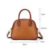 Full-Grain Leather Handbag with Zipper, Vintage Brown Leather Shoulder Bag, Work Bag, Gift for Her, Leather Mothers Day Gift for Her