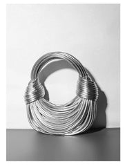 Silver Gold Double Knot Bag, Handcrafted Genuine Leather, Fashion Bags, Luxury Wedding Handbag, Special Occasion Event Bag, Hobo Bag