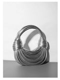 Silver Gold Double Knot Bag, Handcrafted Genuine Leather, Fashion Bags, Luxury Wedding Handbag, Special Occasion Event Bag, Hobo Bag