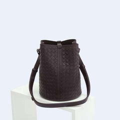 Interwoven Lambskin Leather Bucket Bag, Small Shoulder Bag, Woven Purse Women Classic bag Crossbody Designer Bag, Designer Bag, purple