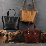 Italian Black & Brown Leather Crossbody Shoulder Mini Small Bag | Women Ladies Minimalist Bucket Bag | Full Grain Leather Handbag