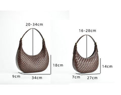 Italian Grain Leather Woven Hobo Shoulder Bag, Cowhide Leather Summer Beach Bag, Triple Jump Bamboo Shoulder Bag, Handcrafted Basket Bag