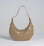 Italy Lambskin Leather Shoulder Bag, Large Intrecciato Saddle Bag, Classic Elegant Designer Tote Bag, Leather Dumpling Bag, Gift to Her, Apricot