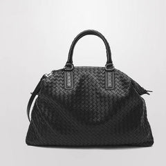 Italy Lambskin Leather Tote Black, Large Intrecciato Leather Bag, Quilted Elegant Tote in Trendy, Boutique Bag, Classic Gift to Her