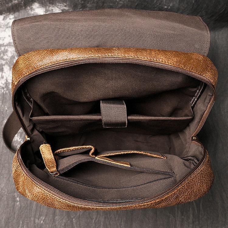 Large Brown Leather Backpack, Personalized Full Grain Leather Knapsack Rucksack, Leather Anniversary Gifts Women/Men, Monogram Bags Handmade