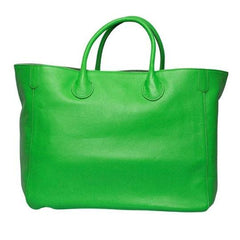 Large Designer Leather Tote Bag, Cowhide Leather Classic Bag, Must-have Fashion DesignerBag, Leather Weekend Bag, Christmas gifts, neon green