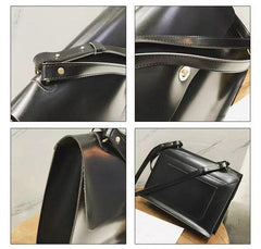 Large Fashion Leather Black Briefcase, Laptop Bag, Leather Satchel, Portfolio Messenger Bag Real Leather Office Bag, Gift For Her