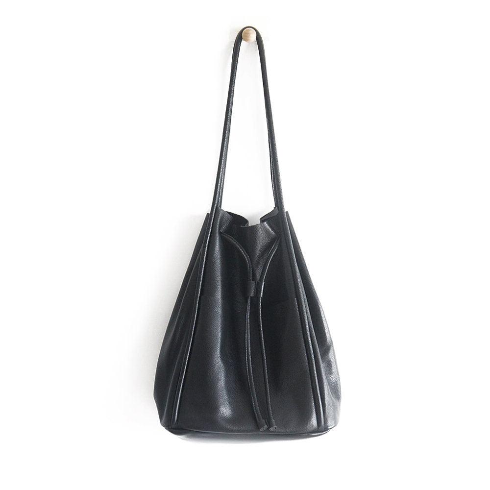 Large Leather Bucket Bag, Leather Pouch with Drawstring, Leather Tote Large Bag, Bucket Bag Women, 100% Cowhide Leather Handmade Bag