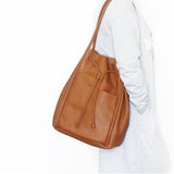 Large Leather Bucket Bag, Leather Pouch with Drawstring, Leather Tote Large Bag, Bucket Bag Women, 100% Cowhide Leather Handmade Bag