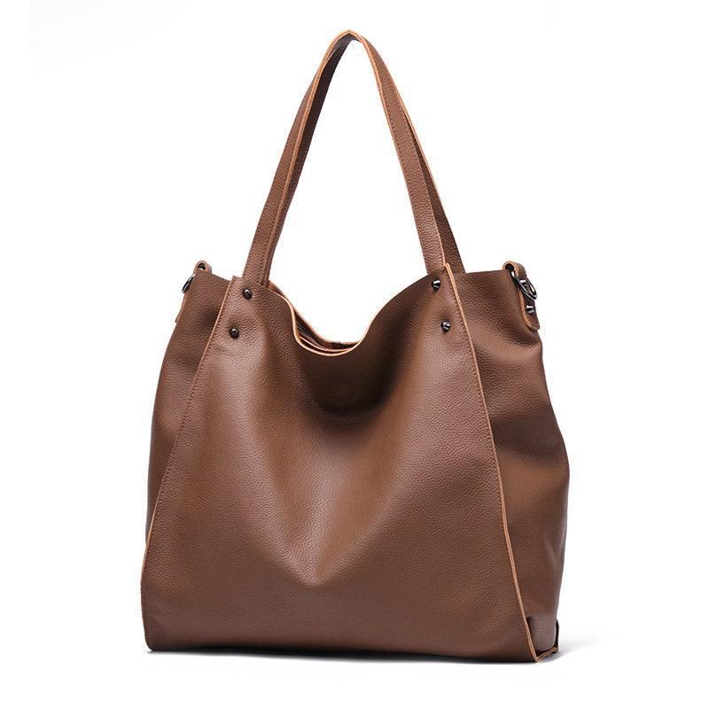 Large Leather Tote Bag, Cowhide Leather Tote Bag, Personalized gifts, Black