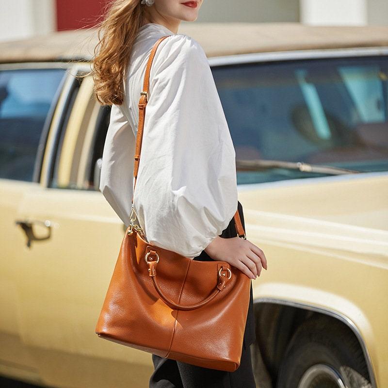 Large Leather Tote Bag | Leather Shoulder Bag | Soft Leather Handbag | Spacious and Durable | Black Brown Tote | Birthday Gift