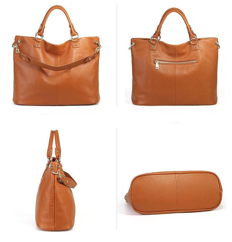 Large Leather Tote Bag | Leather Shoulder Bag | Soft Leather Handbag | Spacious and Durable | Black Brown Tote | Birthday Gift