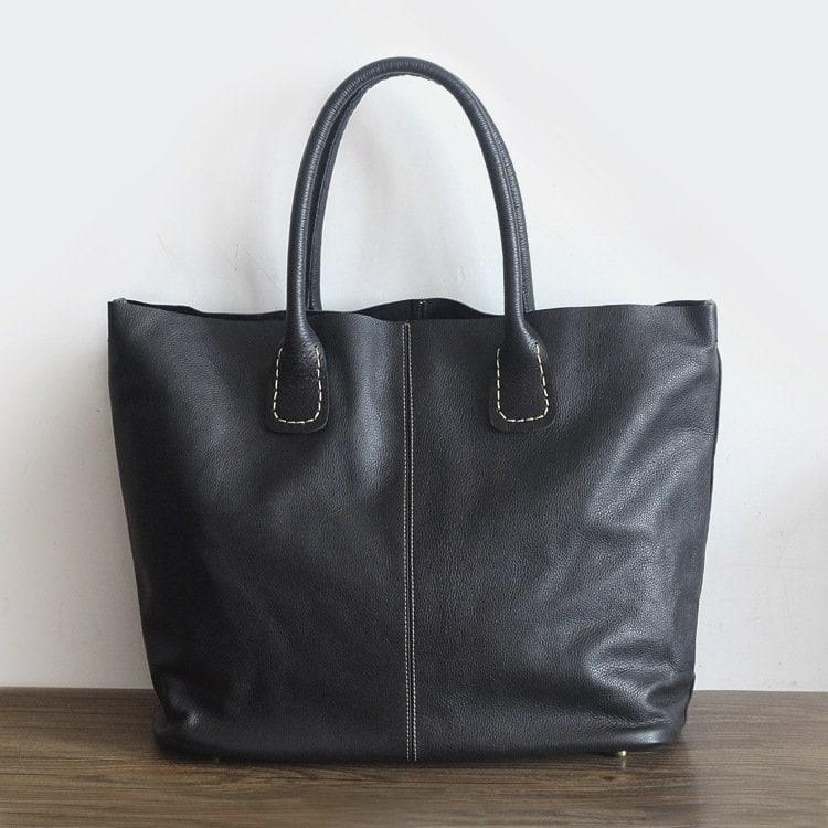 LARGE TOTE Bag, Black OVERSIZE Shopper Bag, Full Grain Leather Shopper, Shopping Bag, Xxl Purse, Everyday Tote, Soft Leather Big Tote