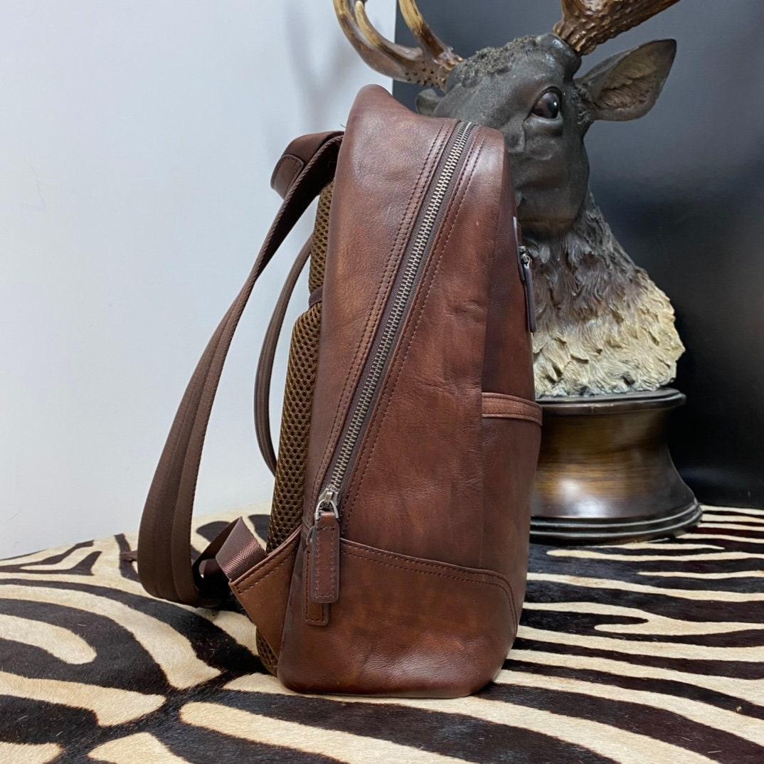 LEATHER BACKPACK Coffee, Handcrafted Leather Handbag, Bohemian Vintage Bag Women, Mini Leather Men Backpack Boho, Ethnic Leather Bag