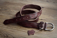 Leather Belt Men, Handcrafted Genuine Leather Brown Belt, Distressed Leather Belt, Christmas Gift For Him Dad Boyfriend, Best Men Gifts