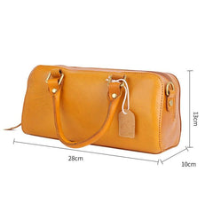 Leather Boston Bag Medium, Women Tanned Leather Baguette Bag, Cute Handbag Purses and Bags Vintage Style Designer Bag Mother's Day Gift