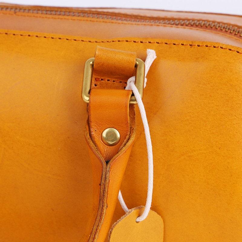 Leather Boston Bag Medium, Women Tanned Leather Baguette Bag, Cute Handbag Purses and Bags Vintage Style Designer Bag Mother's Day Gift