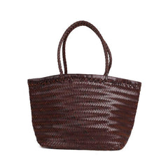 Leather Handbag Italy Leather Bag Woven Leather Tote Bag | Hand Woven Triple Jump Bamboo Style Ladies Hobo Holiday Bag, Weekend Bag