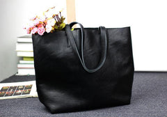 Leather Tote Bag, Full Grain Leather Large Tote Bag, Valentine gifts, Black - Alexel Crafts