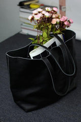 Leather Tote Bag, Full Grain Leather Large Tote Bag, Valentine gifts, Black