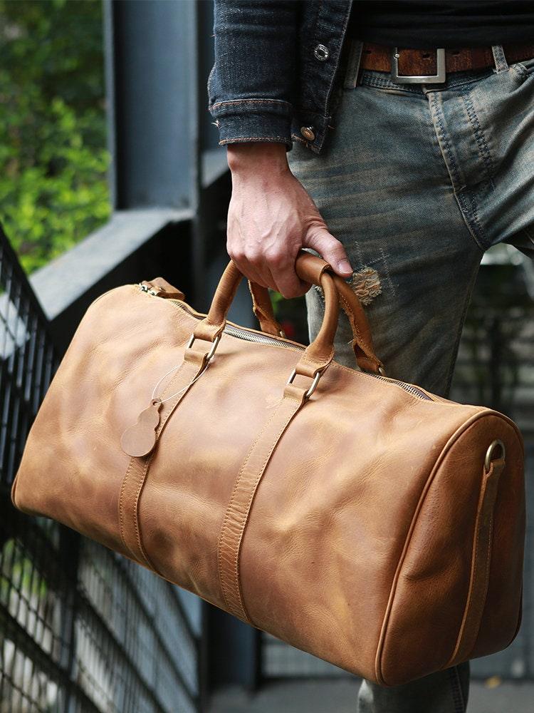 Mens Travel Bag, Full Grain Leather Duffel Bag, Handcrafted Duffle Bag, Weekend Luggage Bag,Unique Christmas Gifts,Carry-on Bag
