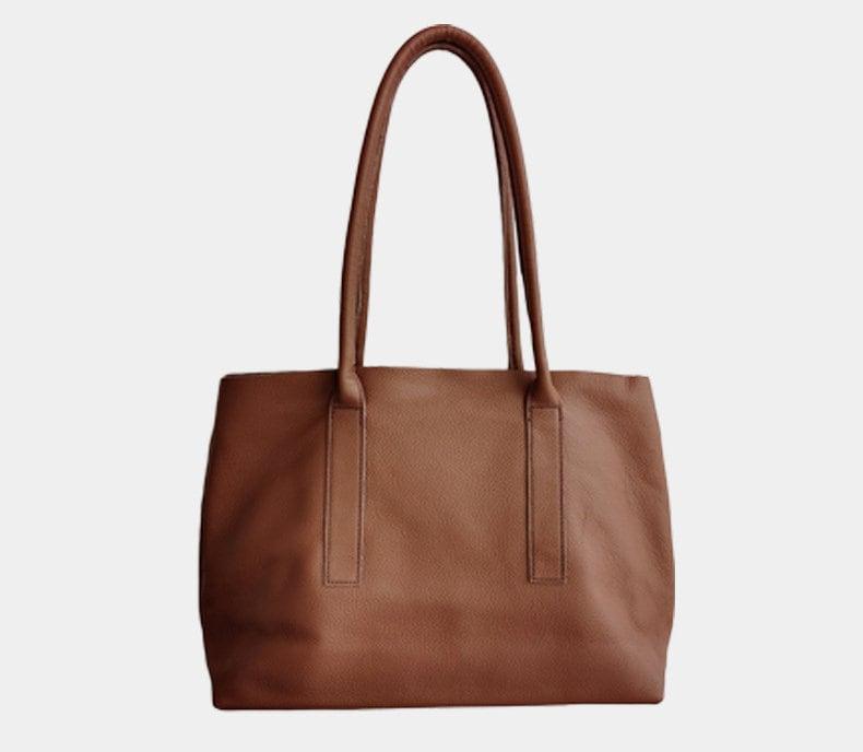 Minimalism Soft Leather Bag, Handcrafted Leather Tote Bag, Full Grain Leather Tote Bag, Birthday gift for her, Brown