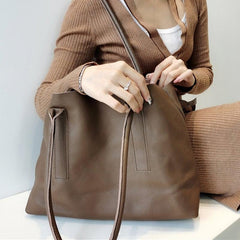 Minimalism Soft Leather Bag, Handcrafted Leather Tote Bag, Full Grain Leather Tote Bag, Birthday gift for her, Brown