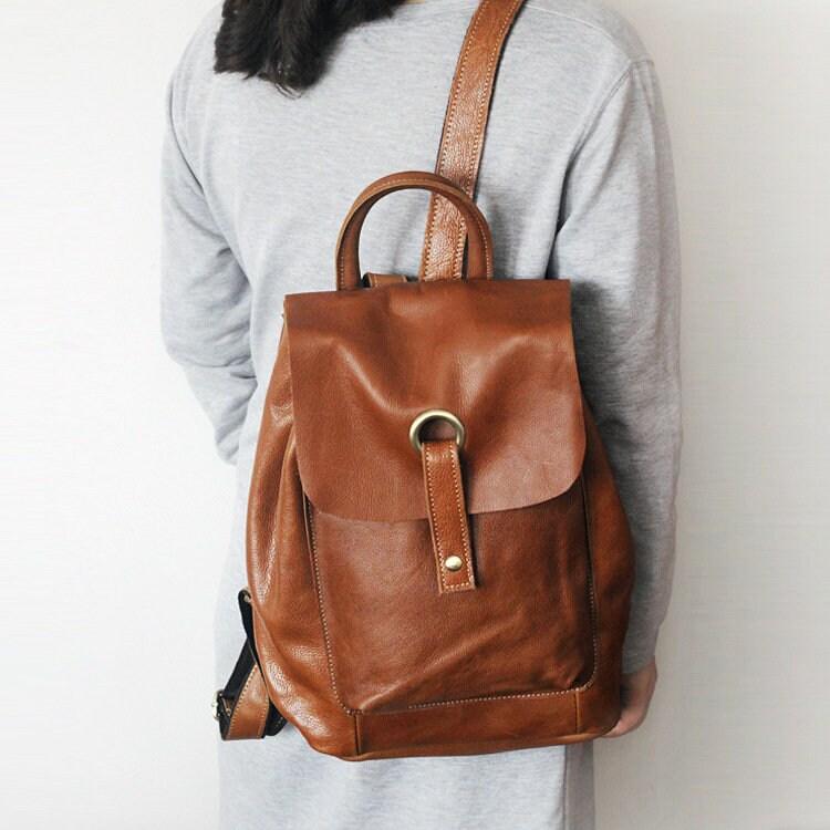 Minimalist Backpack Purse for Women | SOFT GENUINE LEATHER | Available in Black, Tan and Coffee | Real Leather Backpack Purse | Gift For Her