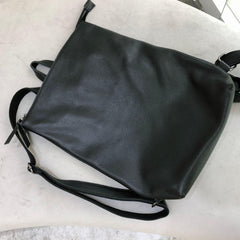 Minimalist black cowhide leather backpack women,Leather backpack, leather backpack men, Handcrafted Leather rectangle backpack laptop bag