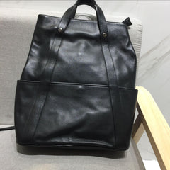 Minimalist brown/black cowhide leather backpack women, leather handbag men, Handcrafted Leather rectangle backpack laptop bag, Gift for Her