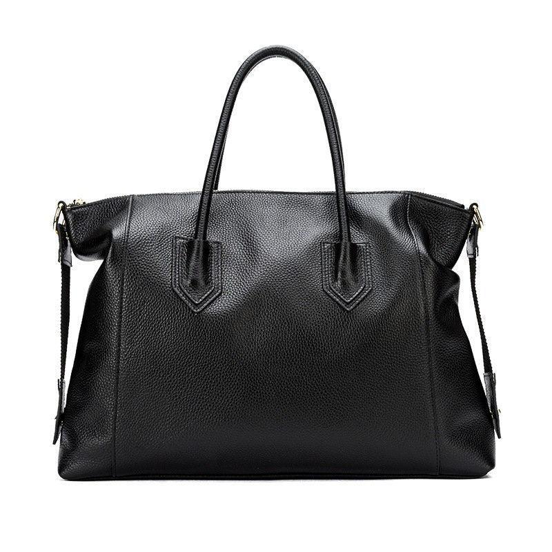 Minimalist Cowhide Leather Tote Bag, Extra Large Black Tote Carry All Handbag, Chic Weekend Bag, Australian Shopper Bag, Gift For Her