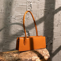 Minimalist Full Grain Leather Handbag, Leather Purse, Top Handle Bag, Brown/Black, Birthday Gift for Her