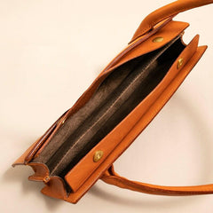 Minimalist Full Grain Leather Handbag, Leather Purse, Top Handle Bag, Brown/Black, Birthday Gift for Her