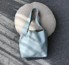 Minimalist Leather Bucket Tote Bag, Genuine Leather Versatile Women's Shoulder Bag, Wide Shoulder Strap Bucket Bag, Fashion Designer Bag