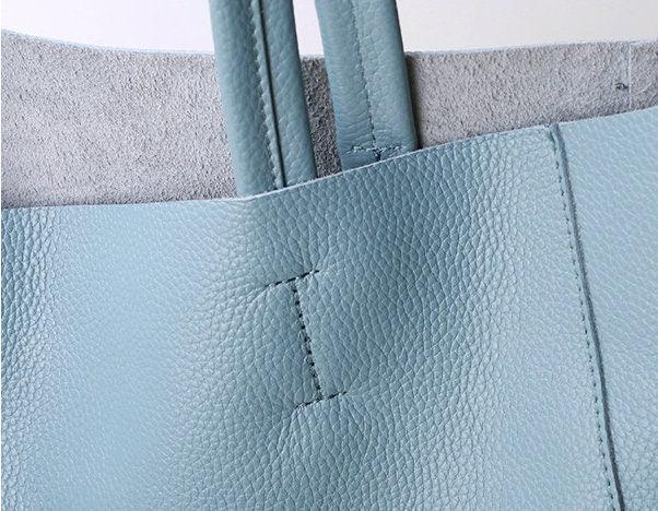 Minimalist Leather Tote Bag, Full Grain Leather Large Tote Bag, Classic Everyday Bag, Birthday gift for her, Light Blue