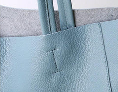 Minimalist Leather Tote Bag, Full Grain Leather Large Tote Bag, Classic Everyday Bag, Birthday gift for her, Light Blue