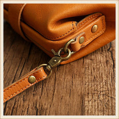 NATURAL Italy Cowhide Leather Bag, Small Vintage Shoulder Bag, Camel Brown Handbag With Natural Leather, Handmade Doctor Bag, Leather Purse
