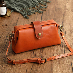 NATURAL Italy Cowhide Leather Bag, Small Vintage Shoulder Bag, Camel Brown Handbag With Natural Leather, Handmade Doctor Bag, Leather Purse, orange
