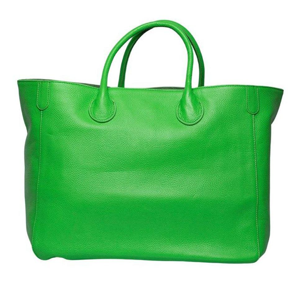 Extra Large Leather Tote Bag, Cowhide Leather Bag, Lady Fashion Bag Green, Leather Weekend Bag, Women Carry Out Bag, Gifts For Her